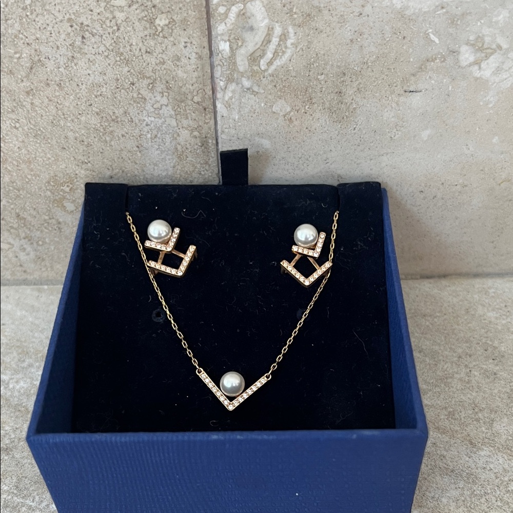 Swarovski Rose Gold Pearl Jewelry Set